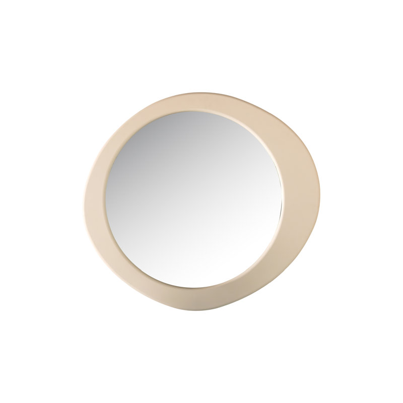 Miroir ovale en bois manufacturé, Beige