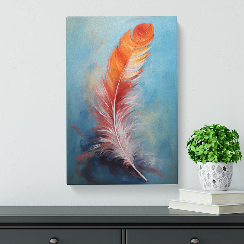Feather Action Painting - Wrapped Canvas, 60cm H x 40cm W x 3cm D