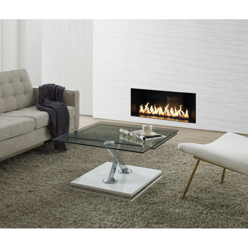 Parkhurst Glass Top Single Coffee Table, White