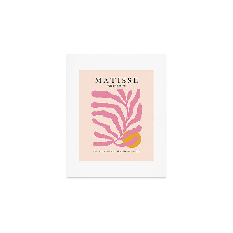 «Cocoon Design Matisse», reproduction d'art sur feuille rose découpée - sans cadre, H 10 po x l 8 po