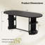 Table de salle à manger ovale extensible moderne 6 places de 180 cm (71 po) avec rallonge papillon, étagères de rangement dissimulées sur les deux côtés et pied central cannelé.-1873703083
