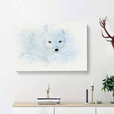 Winter Fox In Abstract - Wrapped Canvas