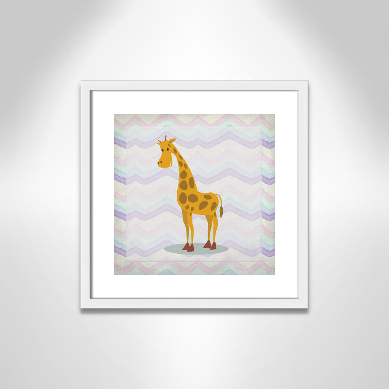 Décalcomanie murale «Pink Giraffe Time», Encadré de boîte blanc, H 16 po x l 16 po x P 1,18 po