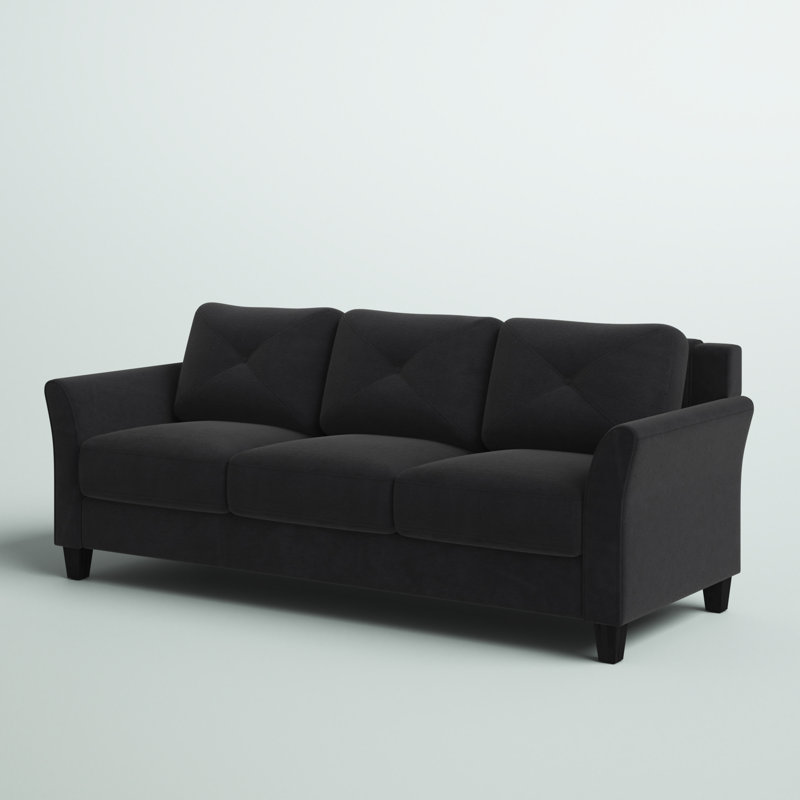 Lourdez Upholstered 56.3'' Loveseat, Black Microfiber, 3, 32.7"H x 78.7"W x 31.5"D