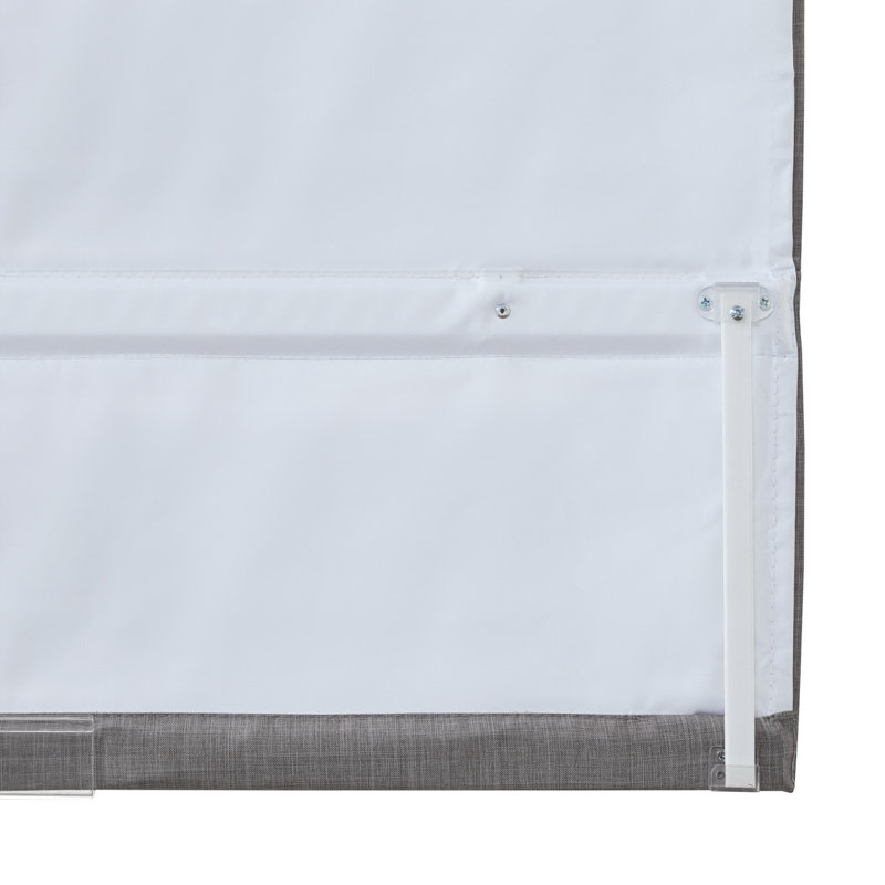  Store romain occultant en faux lin sans cordon, gris, L 27 po x L 64 po