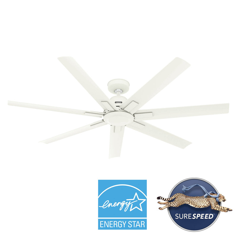 Downtown 60" 7 - Blade ENERGY STAR Outdoor / Indoor Industrial Ceiling Fan with Wall Control, Matte White