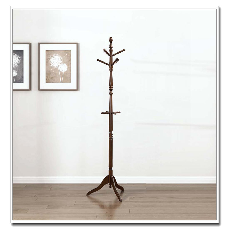 Portemanteau en bois massif, 10 crochets, Marron foncé