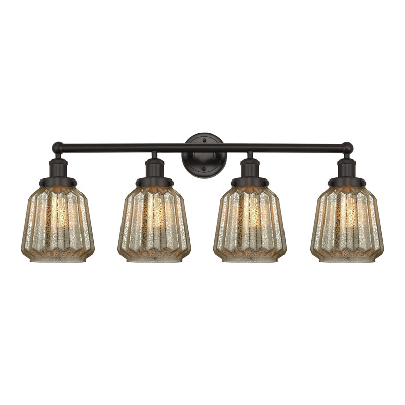 Éclairage de salle de bain à intensité variable à 4 lumières Aretzy, Transparent, Bronze huilé