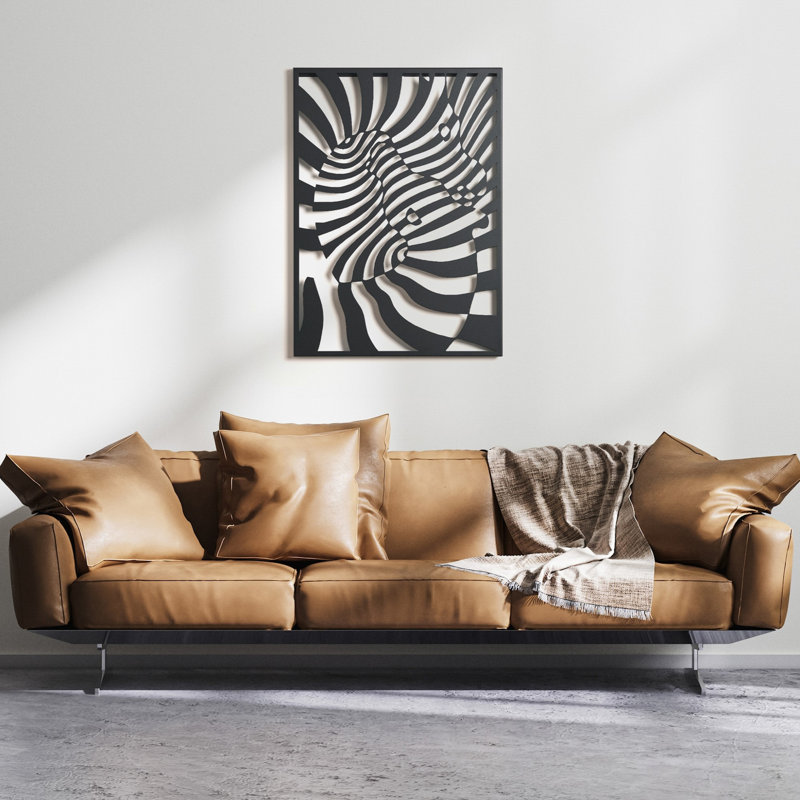 Zèbre duo - art mural en métal noir - boîte murale décorative, H 31,5 po x l 23,6 po