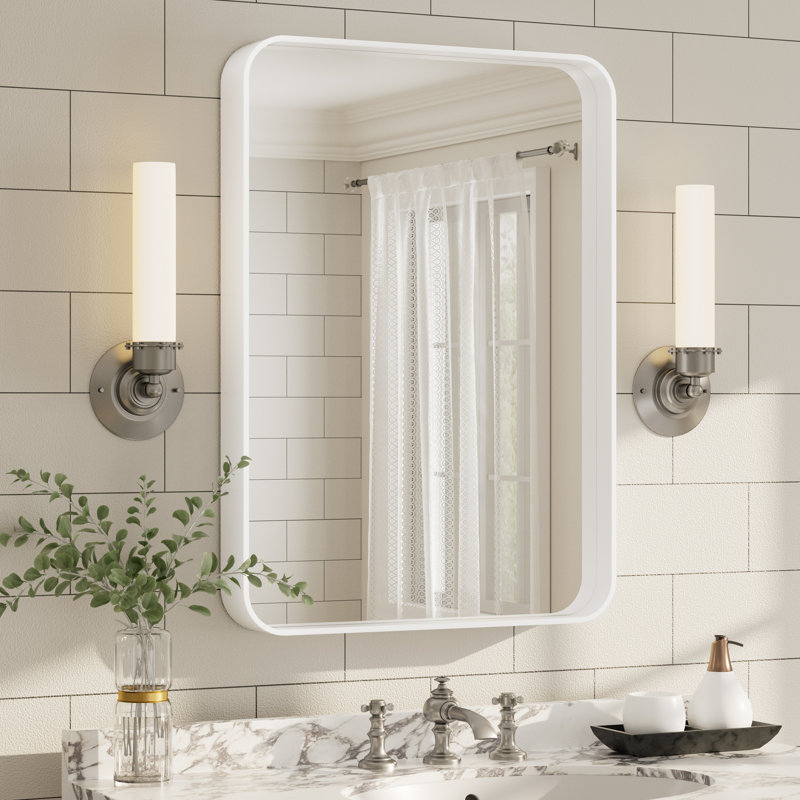 Miroir mural Aevar, 20 po x 28 po, Blanc mat