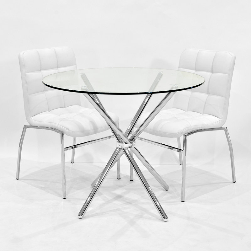 Aadam 2 -Person Dining Set, White, Chrome