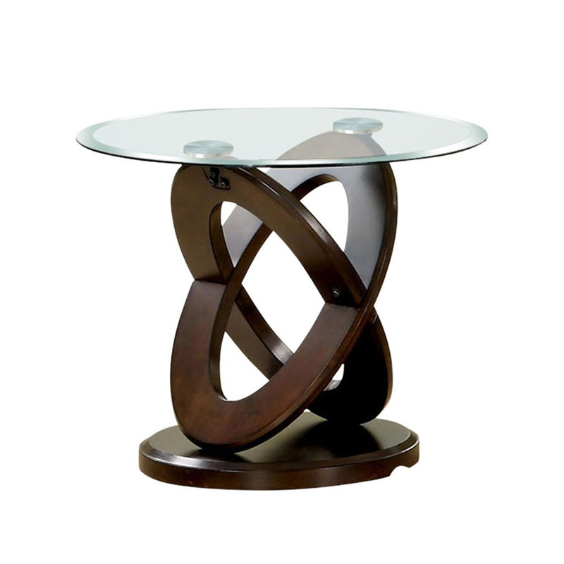 Table de bout contemporaine l 26,5 po, noyer foncé