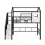 Lit mezzanine simple en métal avec toit et boîte de rangement-1089443923