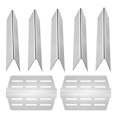Barres de remplacement pour gril Genesis série 300, 17 pouces, plaques de cuisson 5 et 2, acier inoxydable, ajustement précis, résistant à la corrosion, nettoyage rapide.