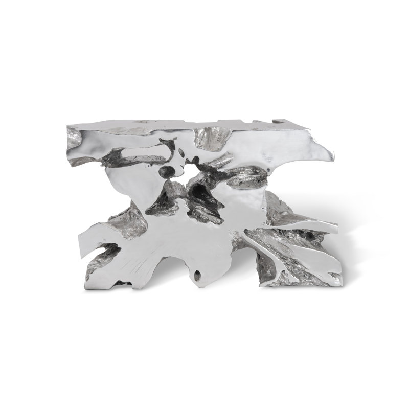 Venice Silver Leaf Freeform Wood Console Table