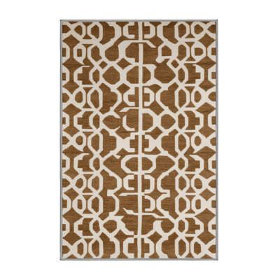 Tapis brun treillis lavable à la machine