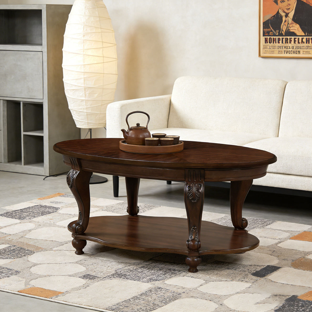 Latitude Run® 42'' oval wood coffee table for Living Room | Wayfair