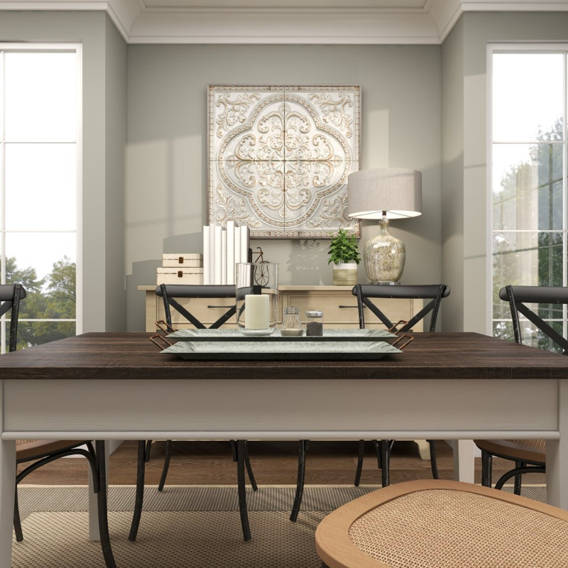 Metal Scroll Gray Wall Decor with Embossed Details