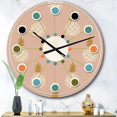 Horloge murale Pineapple Summer Bliss VII - Mid-Century
