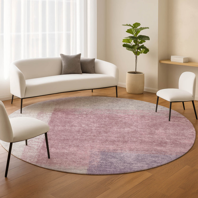Machine Washable Indoor/Outdoor Molewski ACN2341 Abstract Rug, Round 8'