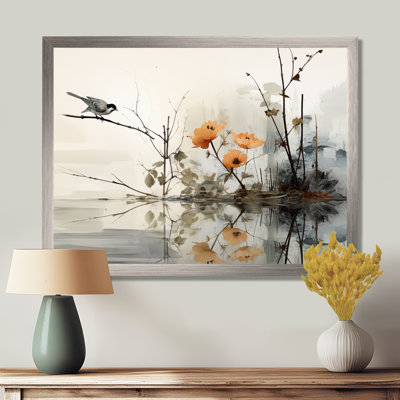 Asian Art Sumi Bird Serenity XVIII Framed On Canvas Print