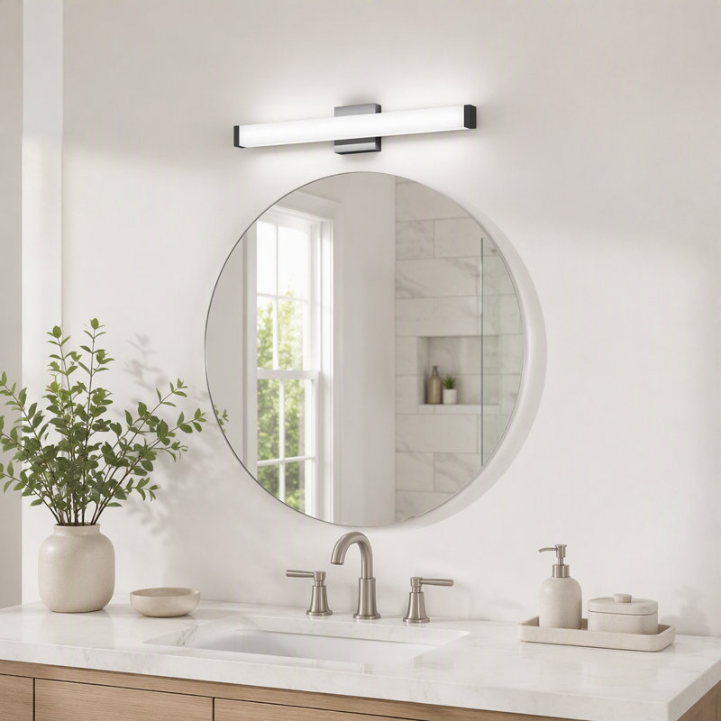 Lumière de meuble-lavabo noir - lumières de meuble-lavabo modernes de 25 pouces pour salle de bain - lumières de salle de bain 14W à DEL sur miroir blanc froid 6000K