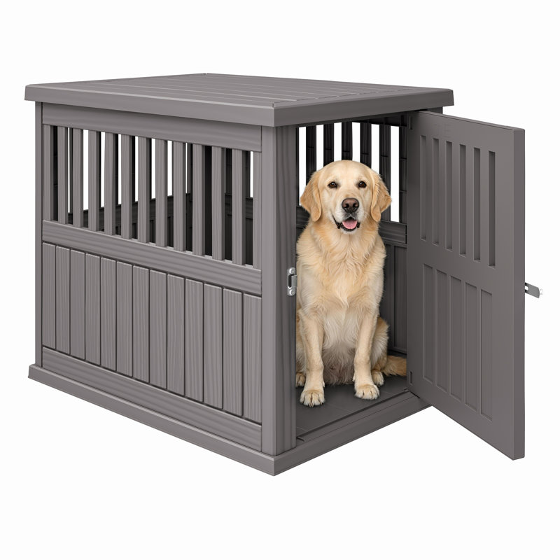 Table de bout décorative pour cage de chien - Mobilier de niche pour petits et moyens chiens, Médium, Gris