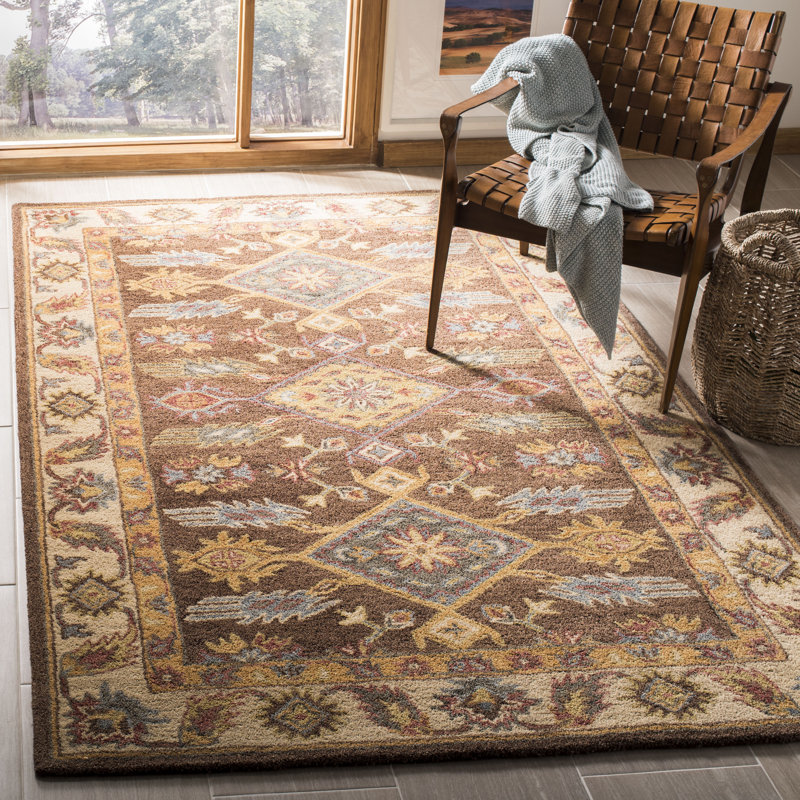 Antiquity Hand Tufted Wool/Cotton Oriental Rug in Brown/Ivory, Rectangle 4' x 6'