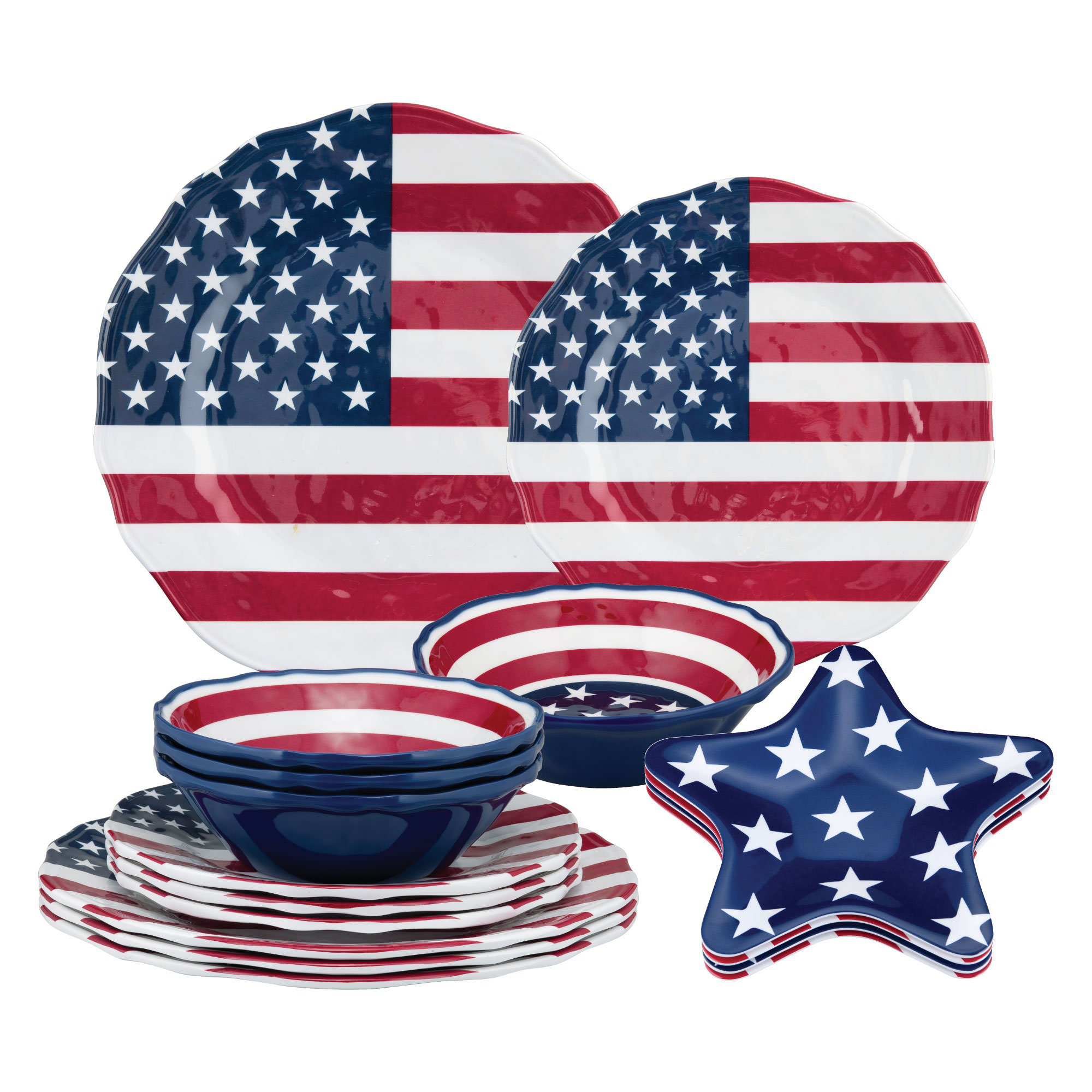 Trinx American Flag 16 Piece Melamine Dinnerware Set, Service for 4 & Reviews | Wayfair