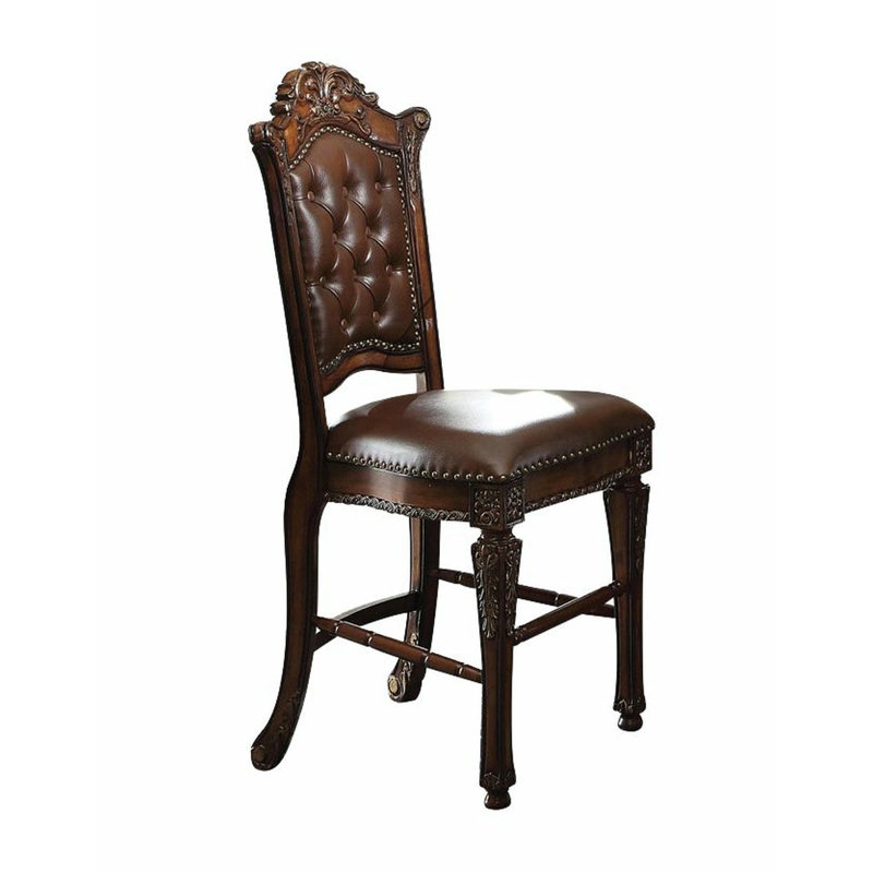 Chaise de comptoir 24 x 20 x 47 en bois de cerisier et similicuir - ensemble de 2 - chaise de comptoir - cerisier - capitonnée