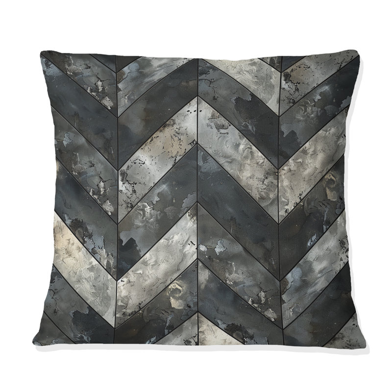 Coussin décoratif gris à chevrons magiques gris V, H 16 po x l 16 po