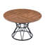 Table de salle à manger ronde 47,3 po pour 4-6, plateau industriel moderne en bois aggloméré grain de bois avec base en sablier noir-1830393862