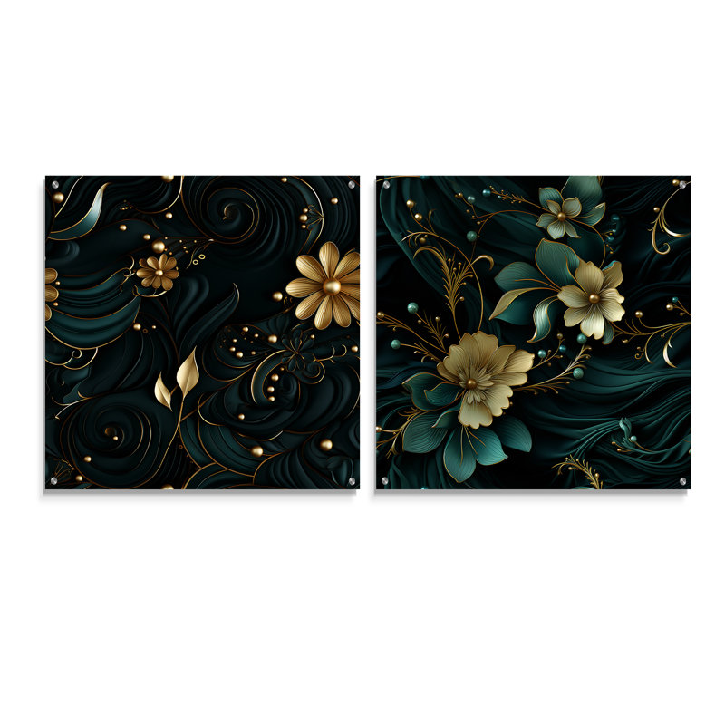 Liskeard - Ensemble de 2 peintures murales abstraites en acrylique, H 36 po x l 73 po