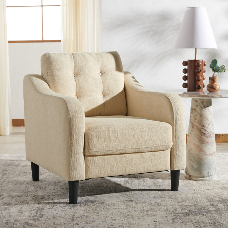 Fauteuil capitonné large Heuton 32,4 po, Crème