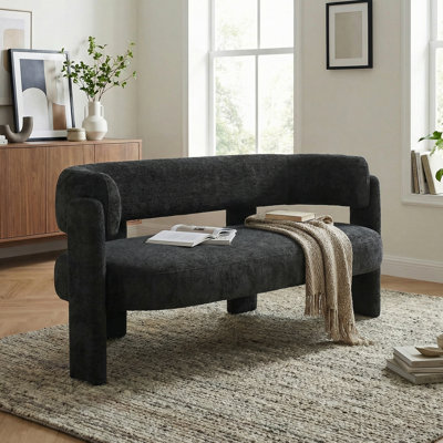 Upholstered Barrel Backrest Loveseat Sofa