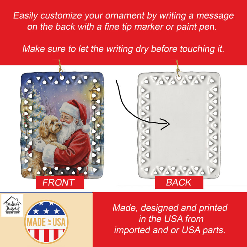Ornement en porcelaine Cockapoo avec le Père Noël, Cockapoo