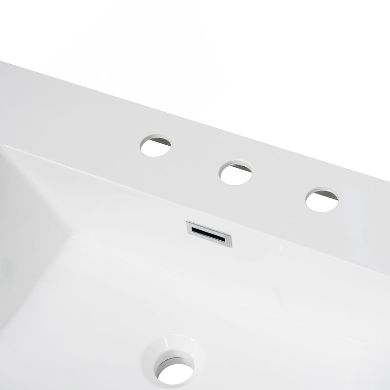 Resin Basin With  Faucet Holes For Bathroom Vanity