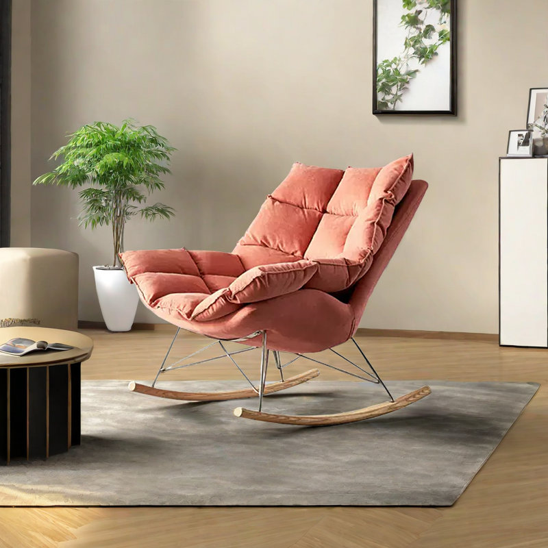 Chaise berçante moderne et décontractée à usage domestique, Orange rose