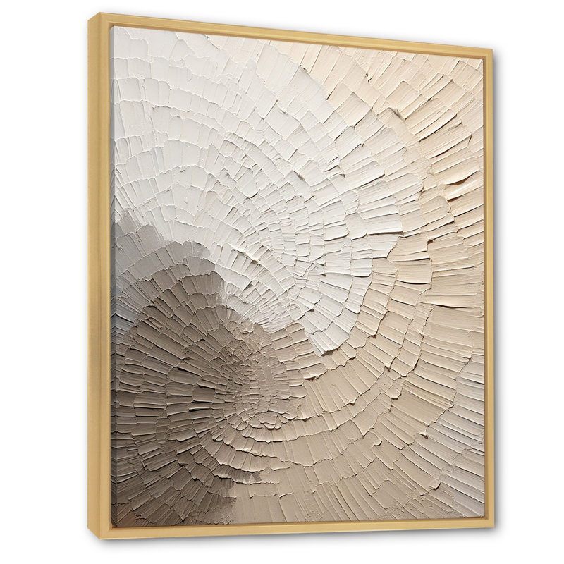 Minimaliste gracieux, art discret beige - Art mural minimaliste, H 44 po x l 34 po, Reproduction avec cadre flottant, Érable