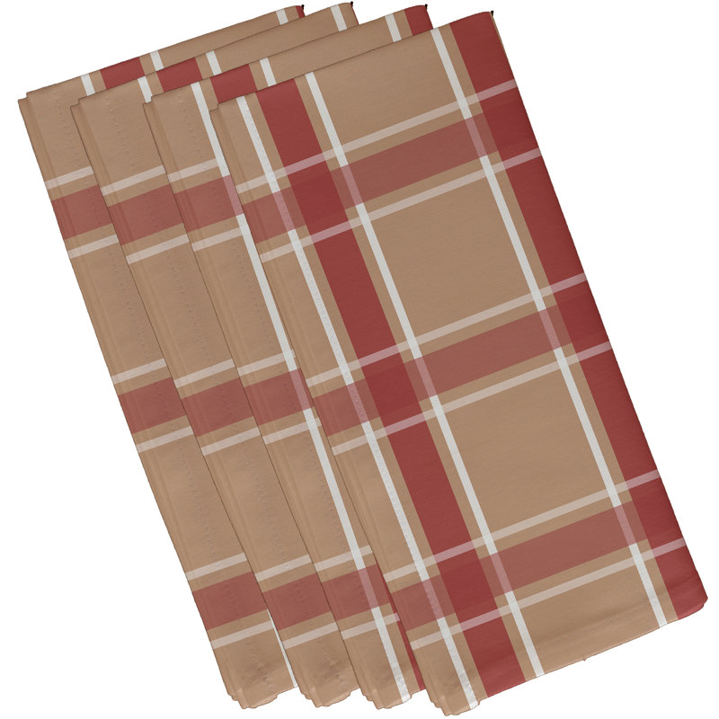 Ensemble de serviettes géométriques 4 pièces Abigail, L 18 po x L 18 po, Taupe / corail