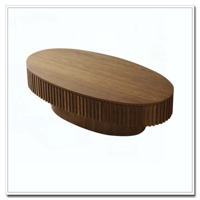 47'' Oval Coffee Table with Storage Solid Wood