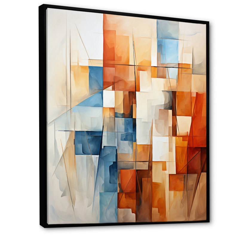 «Heidegard Cubism Fragmented Perspectives IV», reproduction sur toile, H 20 po x l 12 po x P 1 po, Cadre flottant noir