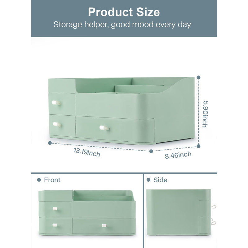 Makeup Organizer With Drawers,Large Capacity Perfume Organizer, Green