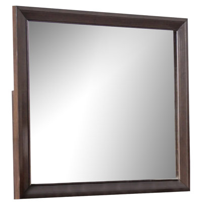 Miroir de commode Nitz, verre biseauté, cadre en bois massif brun espresso, 36 x 40