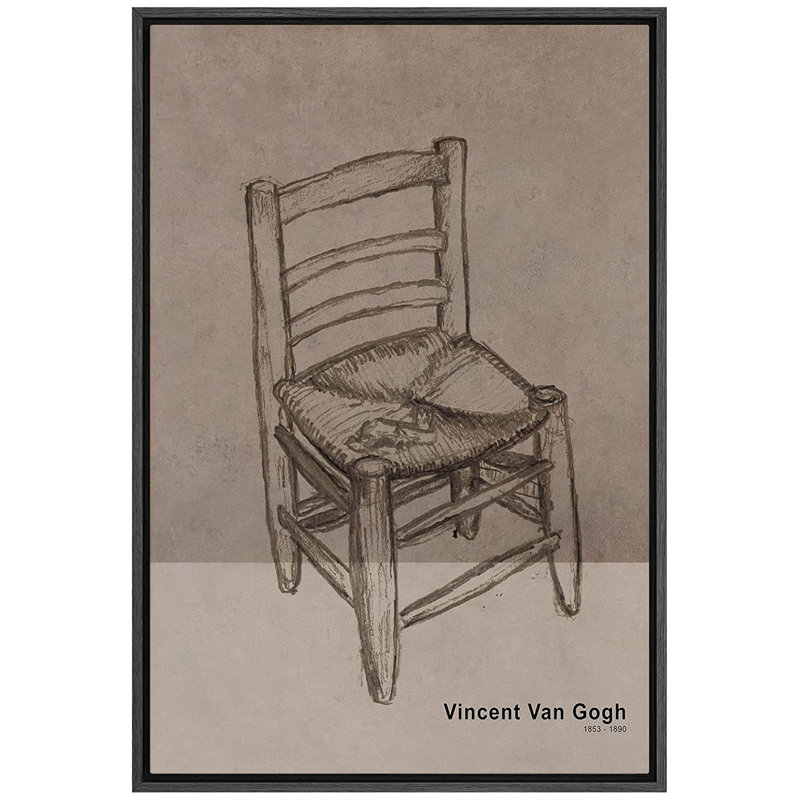 La chaise par Vincent Van Gogh - peinture sur toile, H 36 po x l 24 po x P 1,5 po, Cadre noir