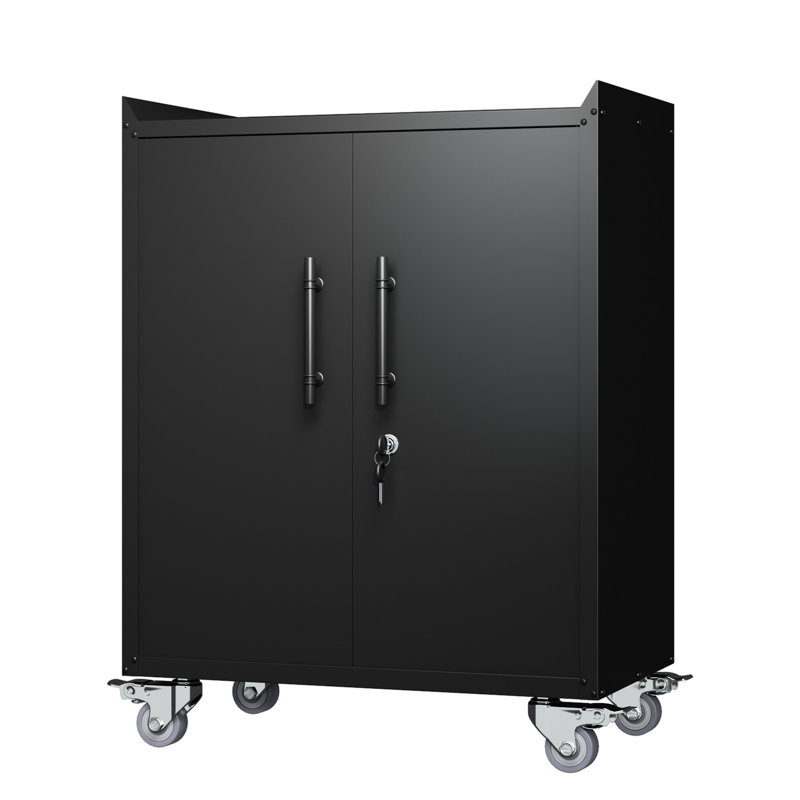 Armoire de garage 2 portes avec serrure - Armoire en acier renforcé avec finition en métal et tablettes réglables