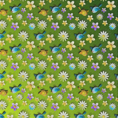 Tapis vert/jaune à motifs