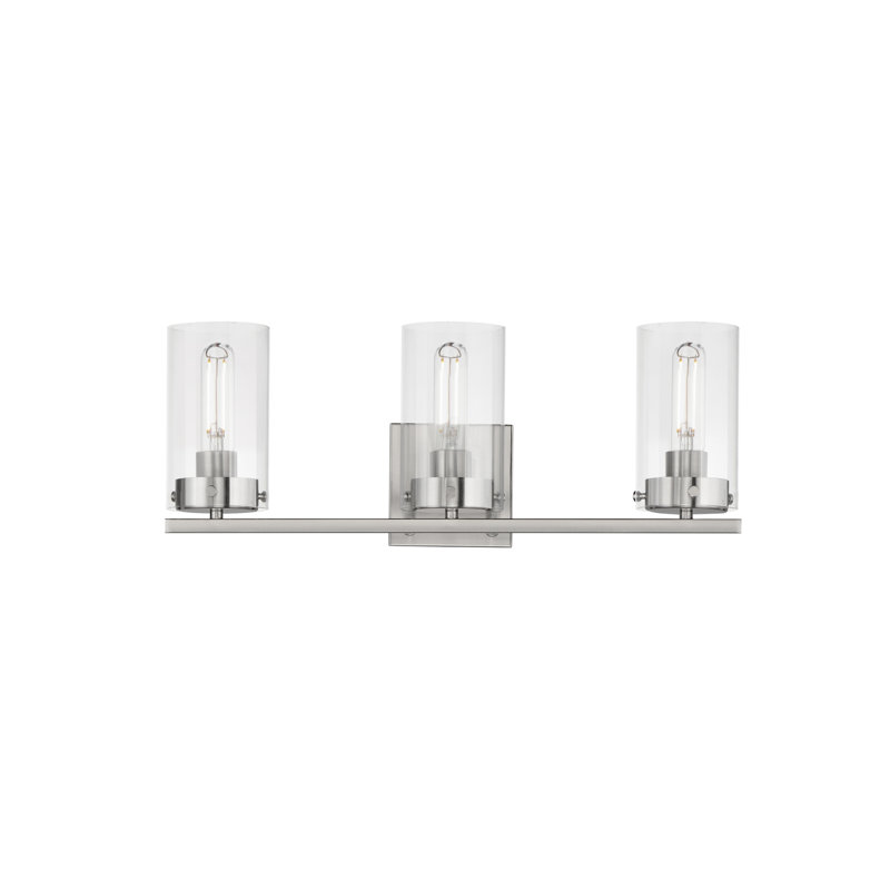 3 - Light Dimmable Vanity Light, Satin Nickel