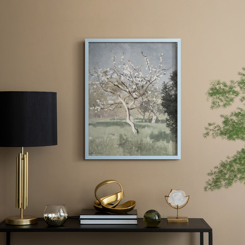 Impression florale vintage encadrée LXIV - bois massif, Bleu, H 21 po x l 17 po