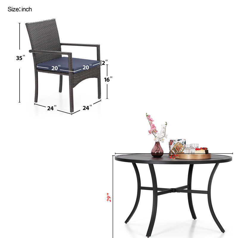 Alyah 4 - Person Patio Dining Set with Round Table , Cushions Included